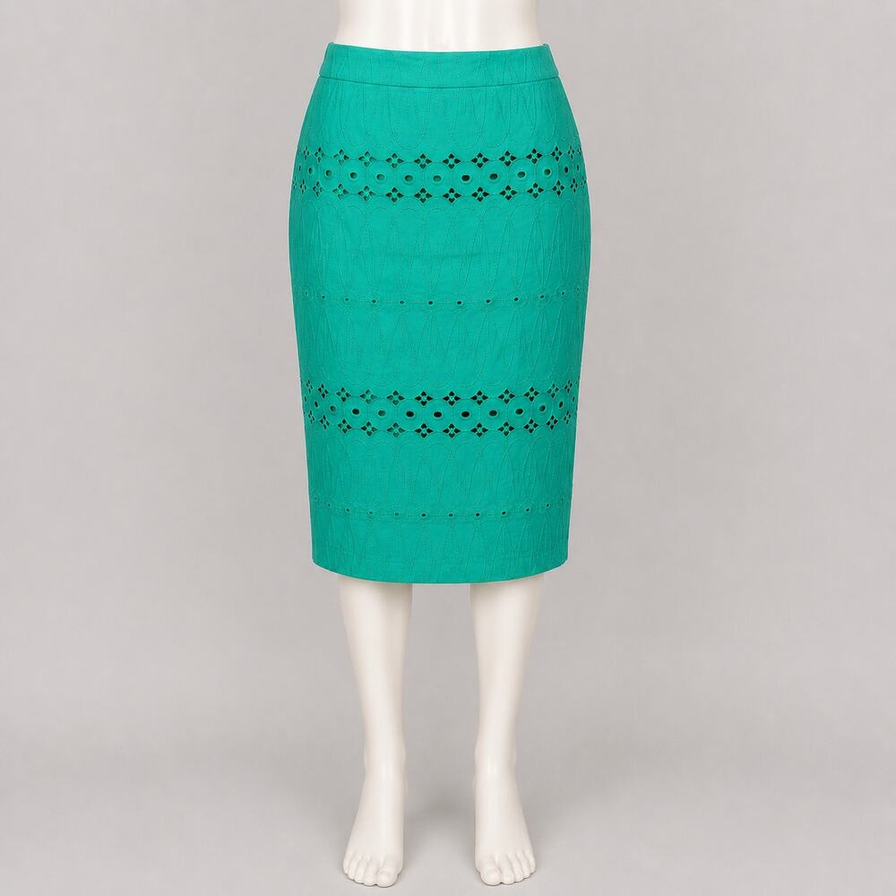 Ann Taylor LOFT Teal Eyelet Pencil Skirt Size 6